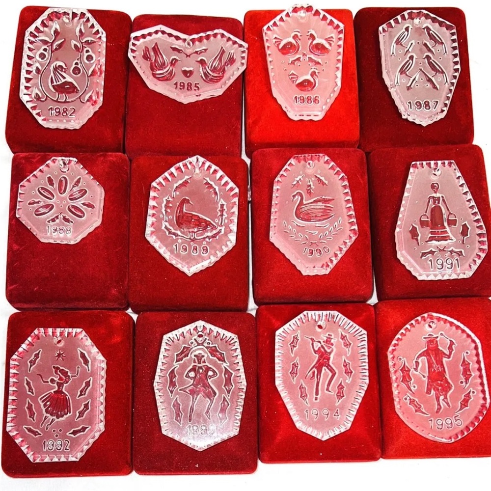 WATERFORD [1st Edition] CRYSTAL 12 DAYS CHRISTMAS ORNAMENTS COMPLETE SET